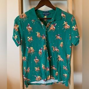 Ralph Lauren large, green Skinny Polo with polo pony design.
